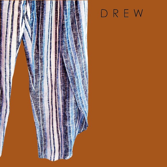 DREW by Anthropologie NEW EMERSON Striped Bandeau Side Slit Leg Jumpsuit M - Picture 7 of 12
